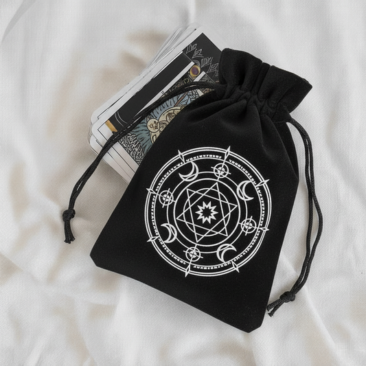 Woreczek na runy lub karty Tarota Sześciokąt i Księżycy